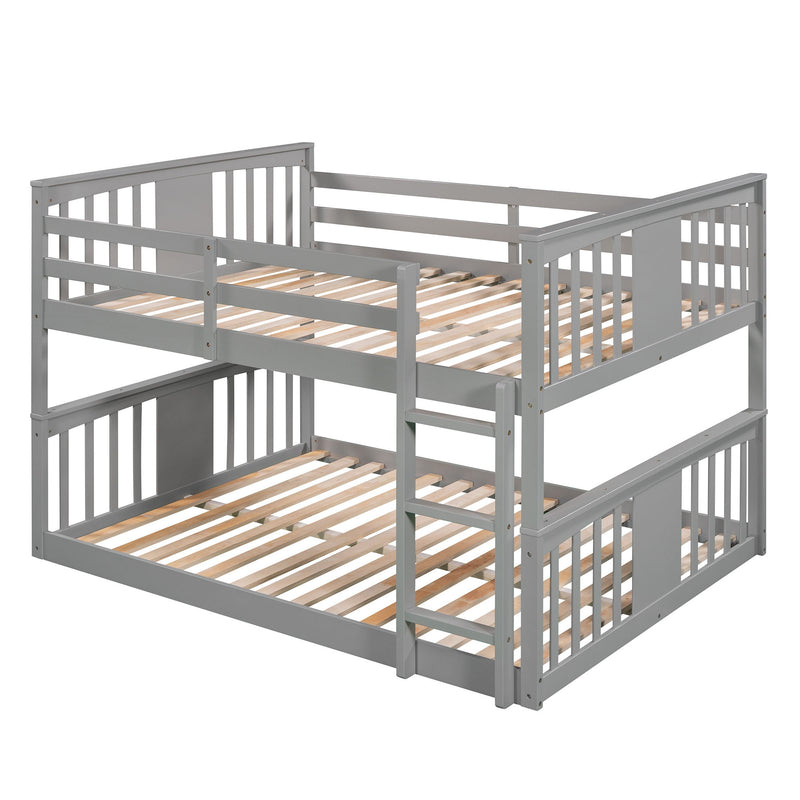 Full Over Full Bunk Bed With Ladder - Gray