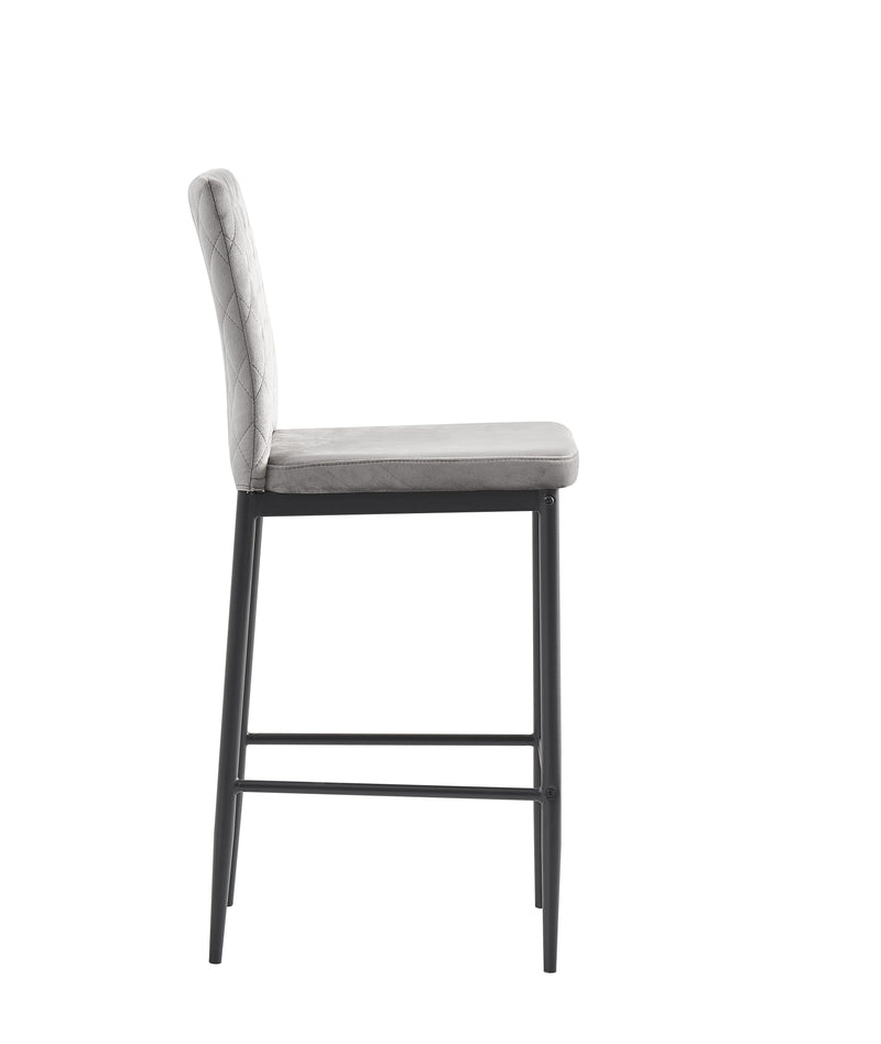 Bar Stool, Velvet Stool, Modern Bar Chair, Bar Stool With Metal Legs, Kitchen Stool, Dining Chair (Set of 2) - Light Gray