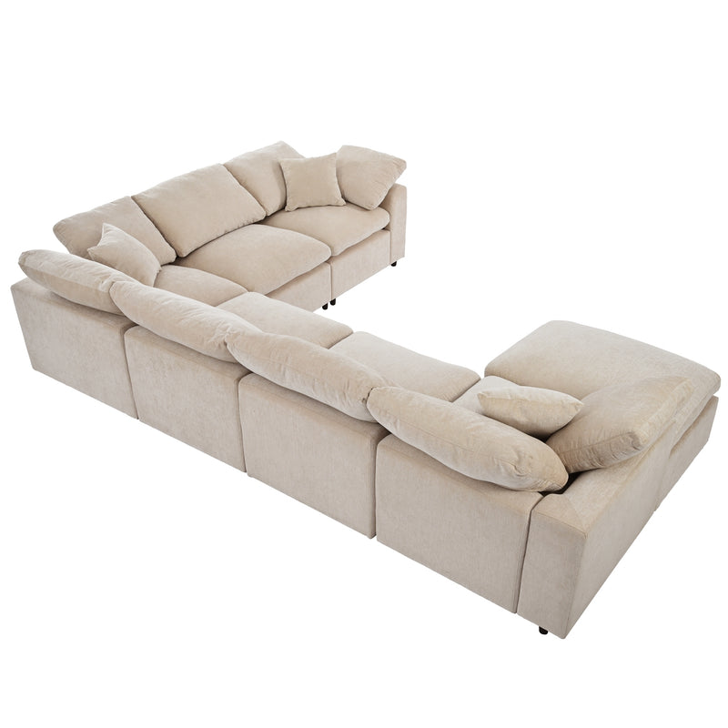 U_Style Oversized Modular Sectional Sofa with Ottoman L Shaped Corner Sectional for Living Room, Office, Spacious Space