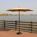 8.8' Outdoor Aluminum Patio Umbrella, Market Umbrella With 33 Pounds Round Resin Umbrella Base Lift