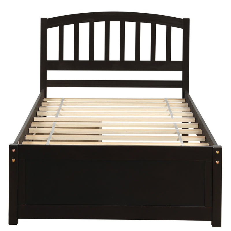 Twin Platform Storage Bed Wood Bed Frame with Two Drawers and Headboard, Espresso(Previous SKU: SF000062PAA)