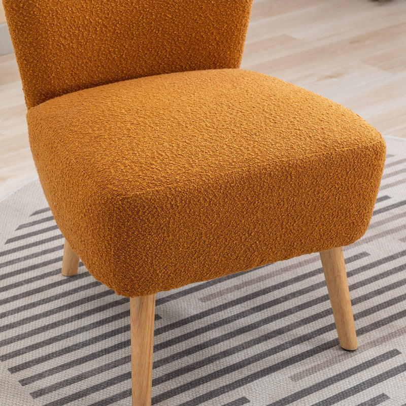 Boucle Upholstered Armless Accent Chair Modern Slipper Chair, Cozy Curved Wingback Armchair, Corner Side Chair For Bedroom Living Room Office Cafe Lounge Hotel