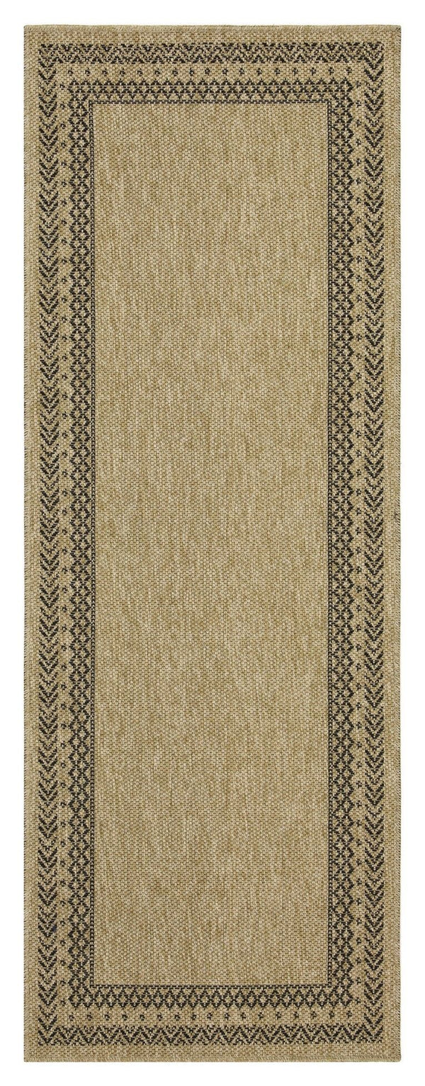 Earth - 2'7" X 7'3" Indoor / Outdoor Area Rug, Polypropylene - Jute / Black