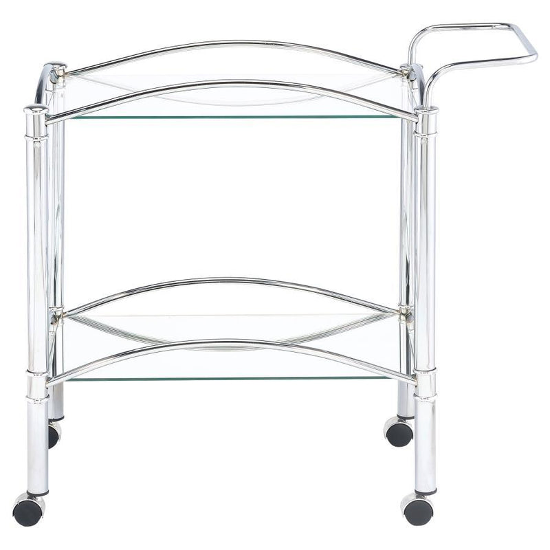 Shadix - 2-Tier Serving Cart With Glass Top - Chrome And Clear