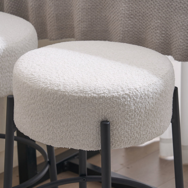 Round High Bar Stools (Set of 2), Contemporary Upholstered Dining Stools For Kitchens, Coffee Shops And Bar Stores