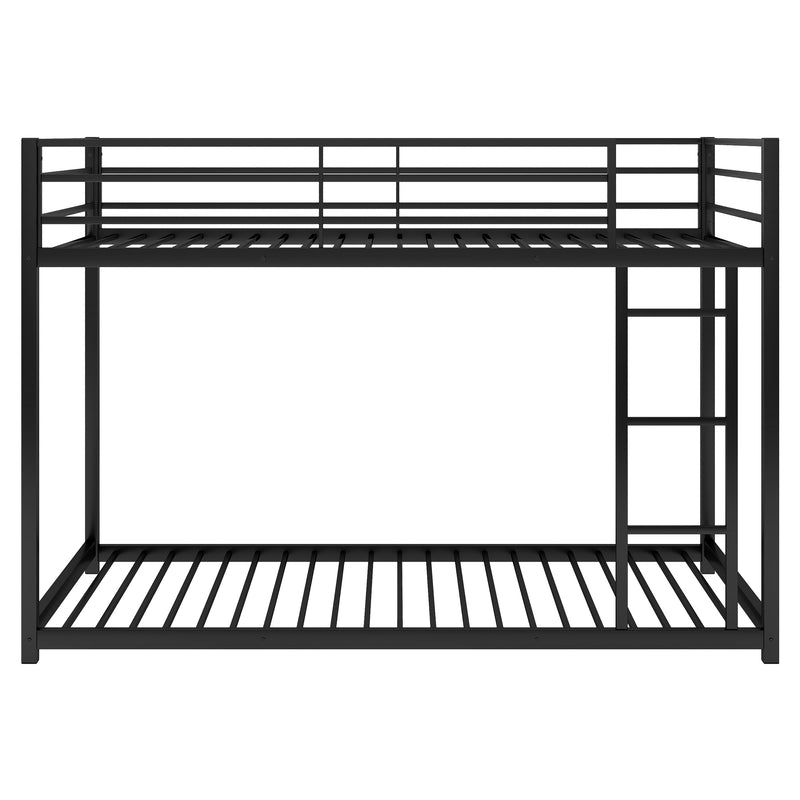 Twin over Twin Metal Bunk Bed, Low Bunk Bed with Ladder, Black(OLD SKU:WF282465AAB)