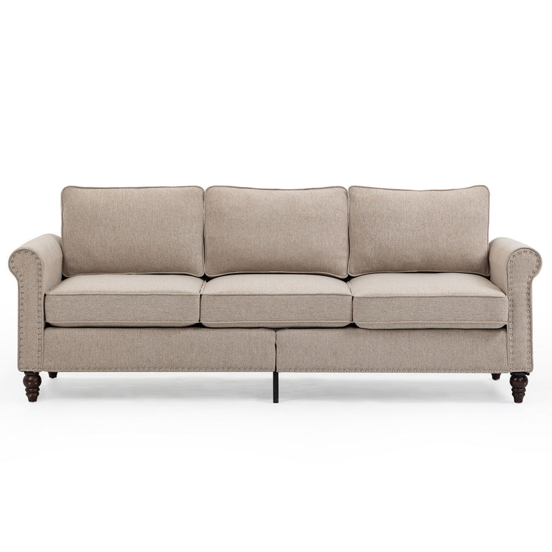 3 Seater Loveseat Sofa, Mid-Century Modern Couches For Living Room, Button Tufted Sofa - Light Beige