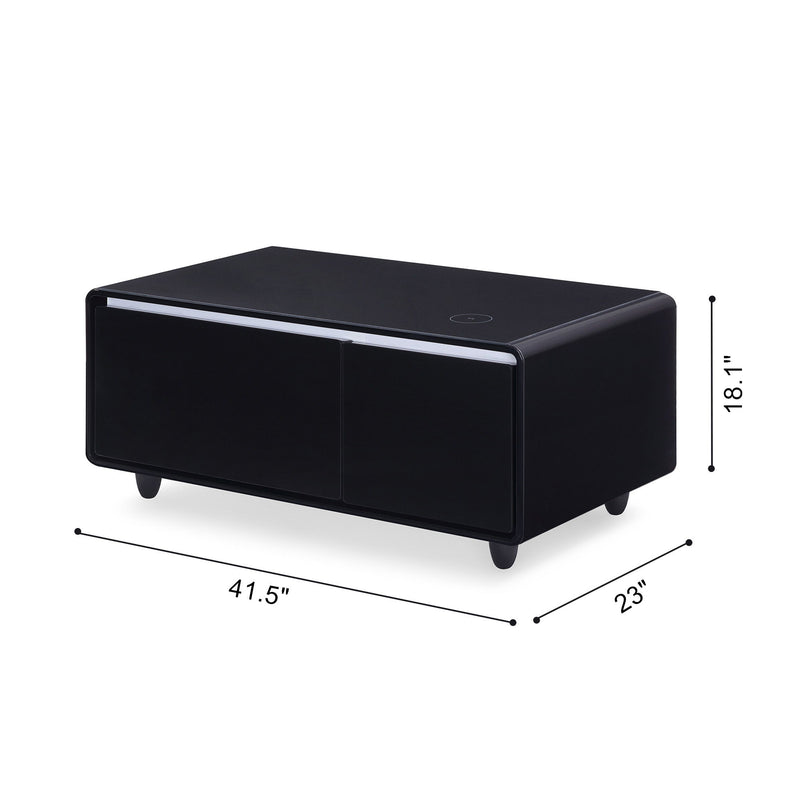 Modern Smart Coffee Table With Built In Fridge, Outlet Protection, Wireless Charging, Mechanical Temperature Control, Power Socket, USB Interface And Ice Water Interface