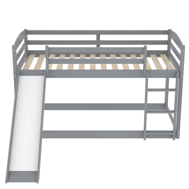 Twin over Twin Bunk Bed with Convertible Slide and Ladder , Gray(Old SKU:WF281725AAE)