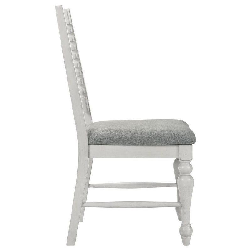 Aventine - Ladder Back Dining Side Chair With Upholstered Seat Vintage (Set of 2) - Chalk And Grey