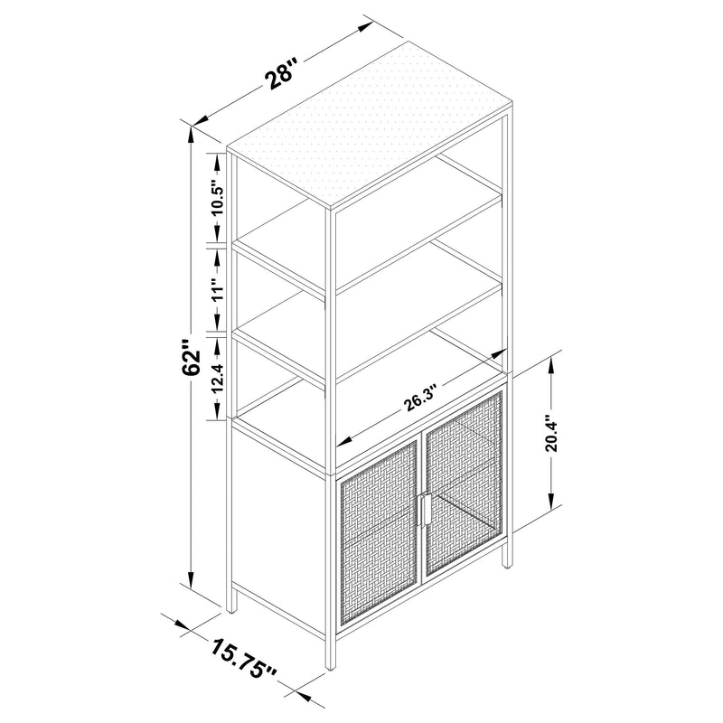 Amherst - 3-Shelf Radio Weave Cane Metal Accent Cabinet