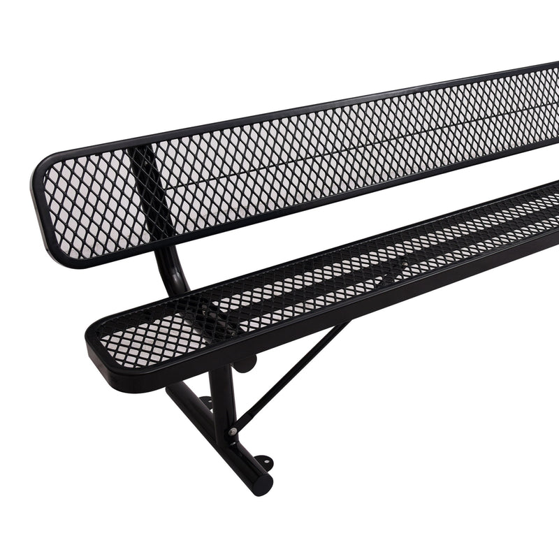 6' Outdoor Steel Bench With Backrest