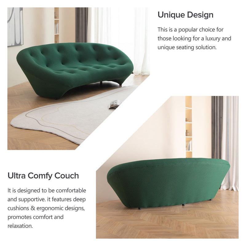 Modern Curved Living Room Sofa - Green