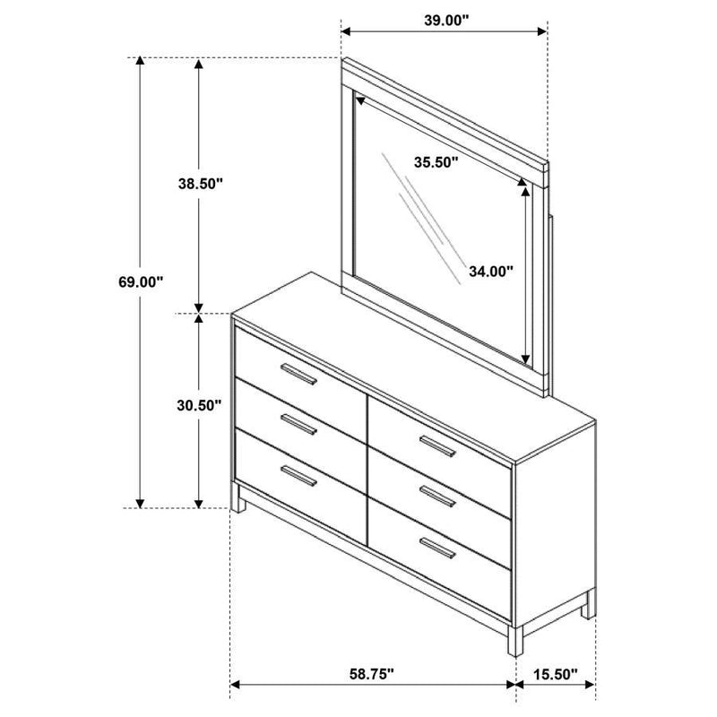 Edmonton - 6-Drawer Dresser With Mirror - Rustic Tobacco