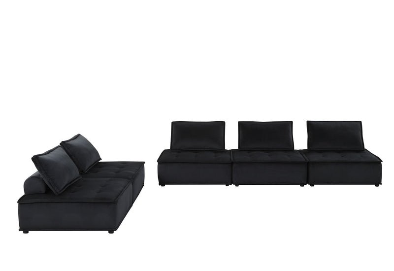 Anna - Velvet Sectional Sofa Ottoman