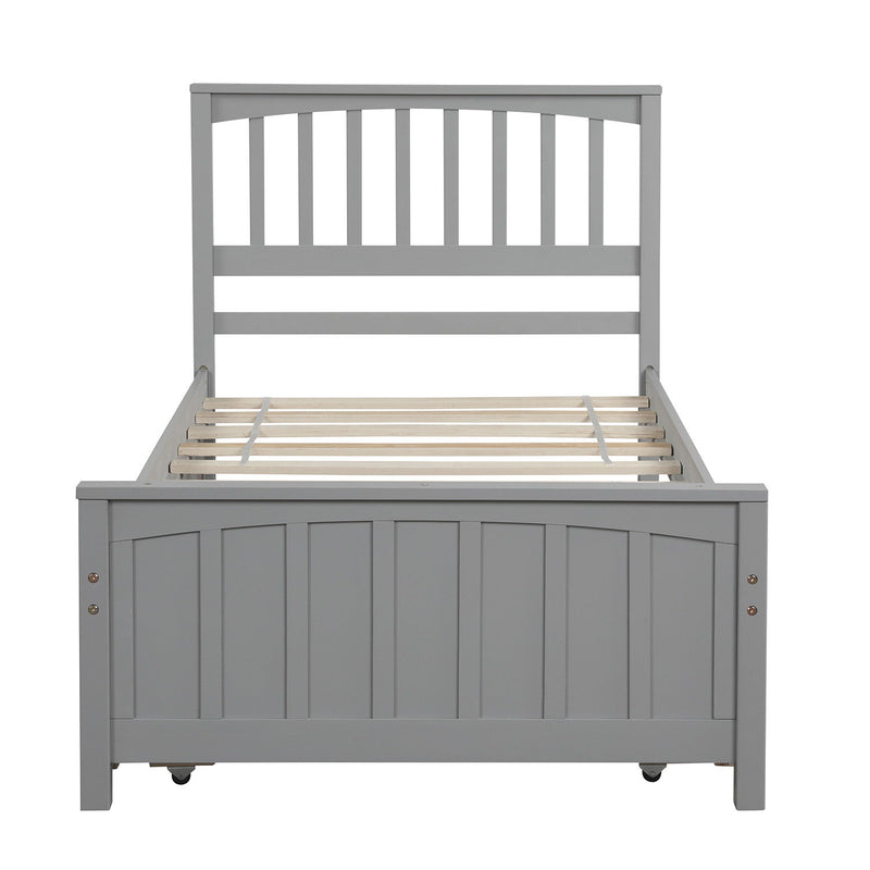 Twin Size Platform Bed &Trundle - Gray