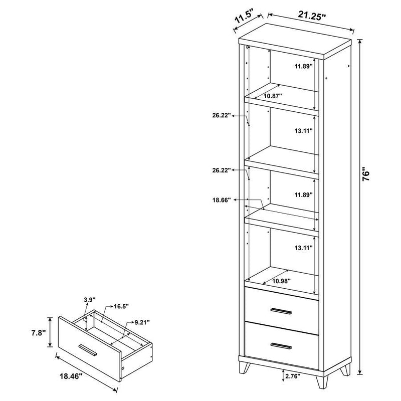 Lewes - 2-Drawer Media Tower - Cappuccino