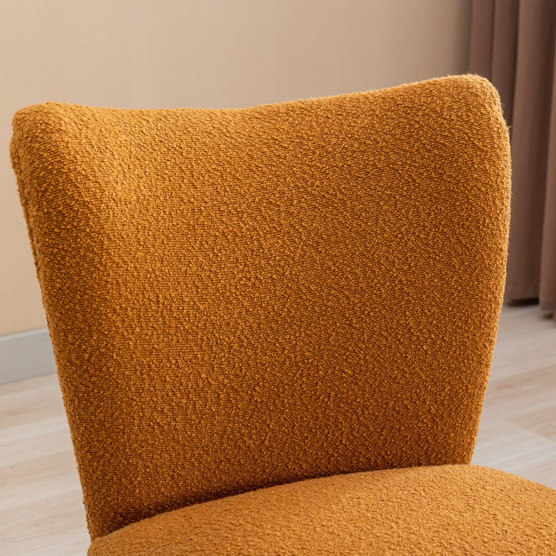 Boucle Upholstered Armless Accent Chair Modern Slipper Chair, Cozy Curved Wingback Armchair, Corner Side Chair For Bedroom Living Room Office Cafe Lounge Hotel