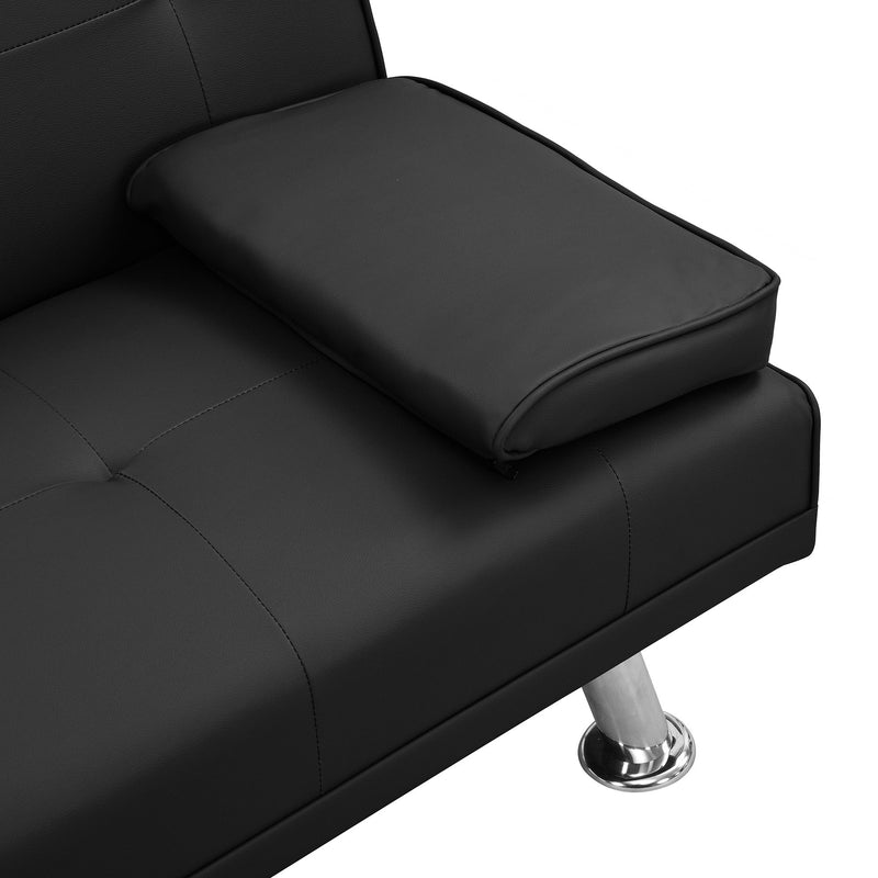 Futon Sofa Bed With Armrest Two Holders