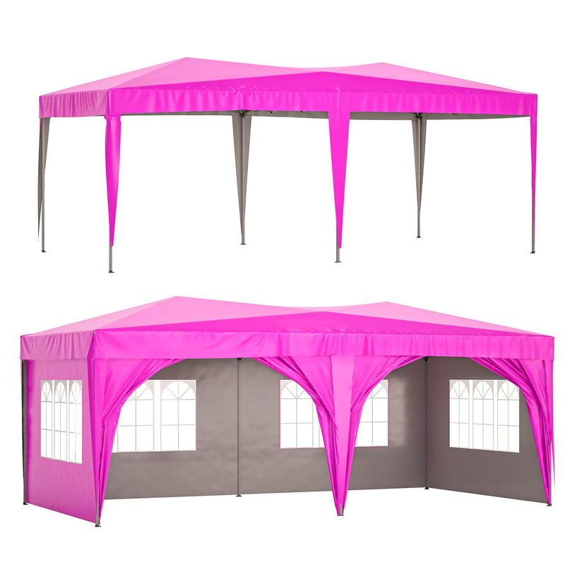 Pop Up Canopy Outdoor Portable Party Folding Tent With 6 Removable Sidewalls + Carry Bag + 6 Pieces Weight Bag