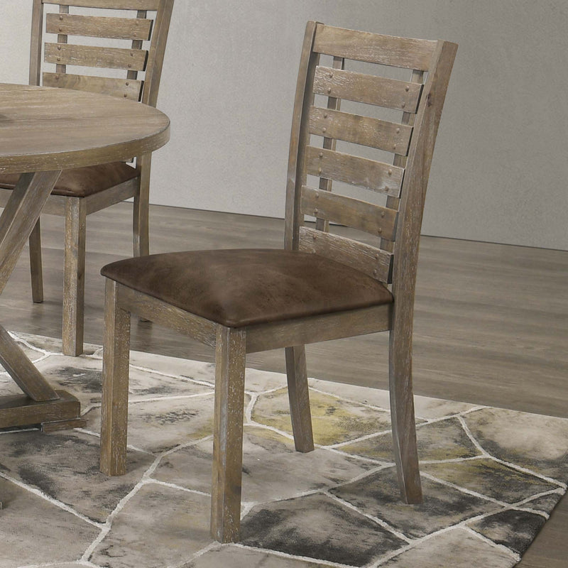 Modern Farmhouse Rustic Look Distressed Design Ladderback Dining Chairs (Set of 2) - Brown