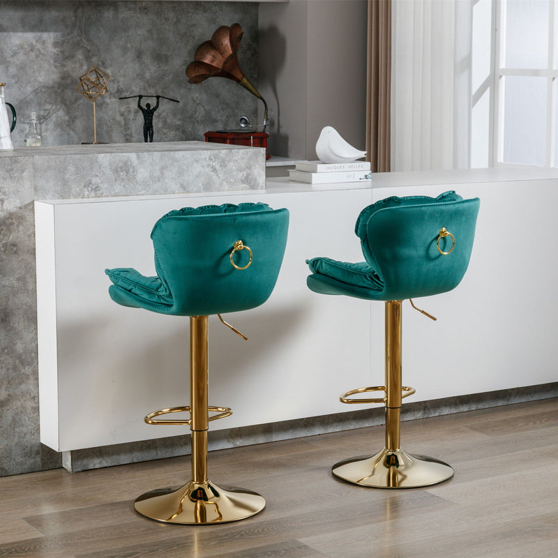 Swivel Bar Stools (Set of 2), Velvet Counter Height Adjustable Barstools, Dining Bar Chairs Upholstered Modern Bar Stool For Kitchen Island, Cafe, Bar Counter, Dining Room