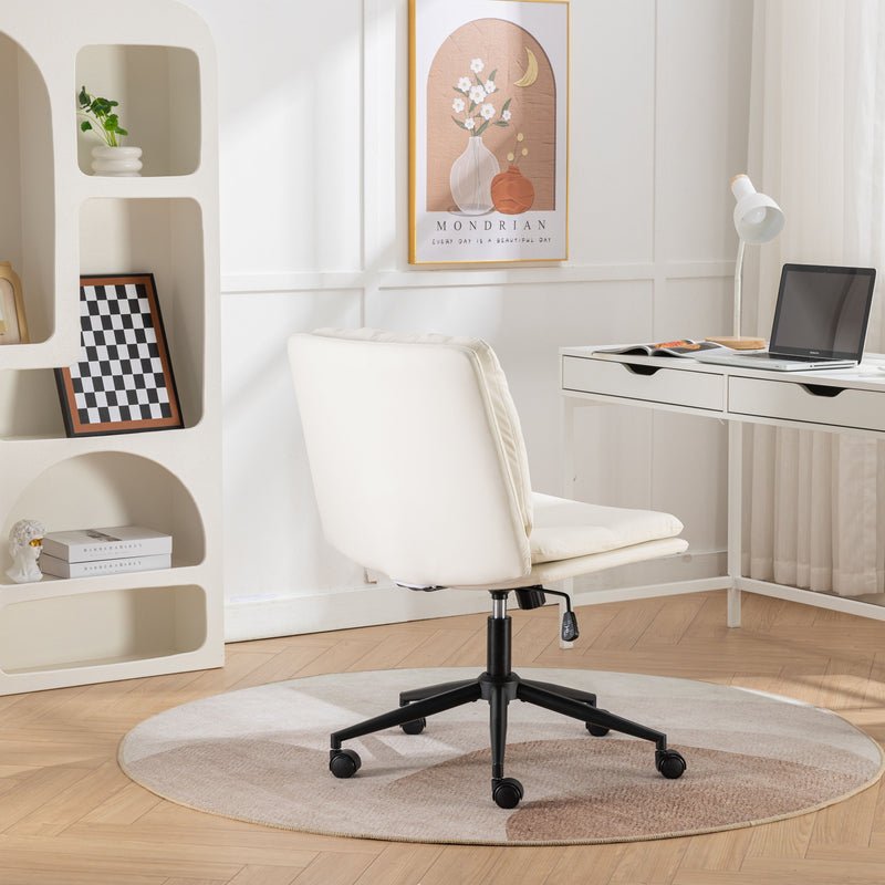 Bizerte - Adjustable Swivel Criss-Cross Chair, Wide Seat / Office Chair / Vanity Chair - White