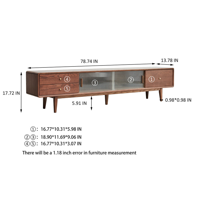 TV Cabinet With Chinese Changhong Glass Doors, Two Drawer Storage Space TV Standing