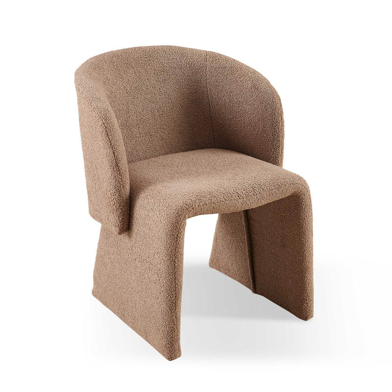 Modern Accent Chair Brown Single Sofa Chair, Upholstered Side Chair Teddy Comfy Chair For Dining Room / Bedroom / Living Room / Reception