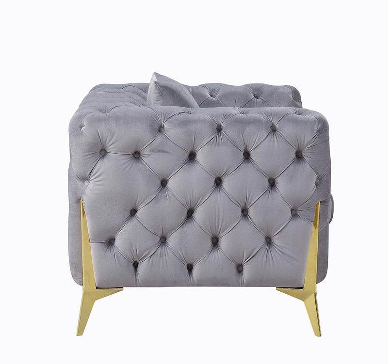 Jelanea - Chair - Gray Velvet & Gold Finish