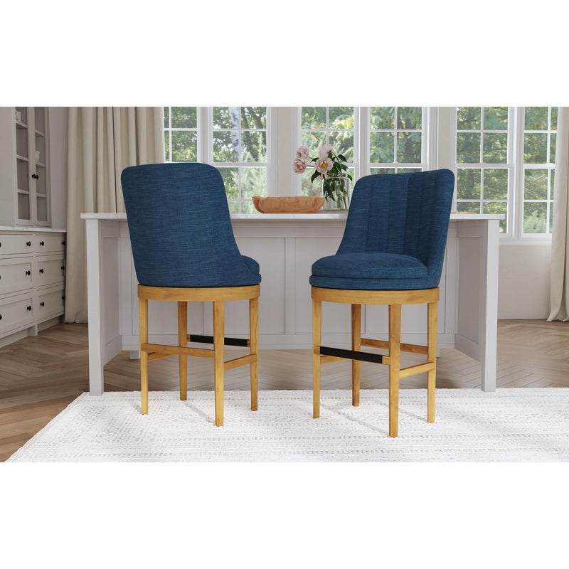 Carmen - Swivel Counter Stool (Set of 2) - Natural / Blue