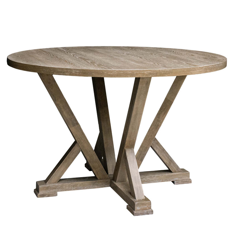 Modern Farmhouse Round Counter Table For 4 Seaters - Antique Wire Brushed