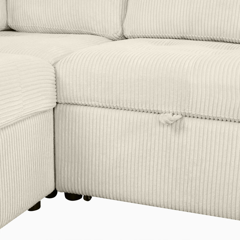 U-Shaped Sofa Sectional Sofa Pull-Out Sofa Bed With A Storage Chaise Lounge, Charging Devices For Living Room - Beige