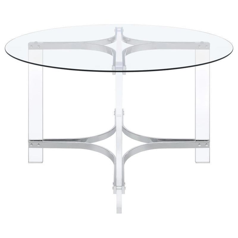 Adino - Round Glass Top Acrylic Dining Table - Chrome