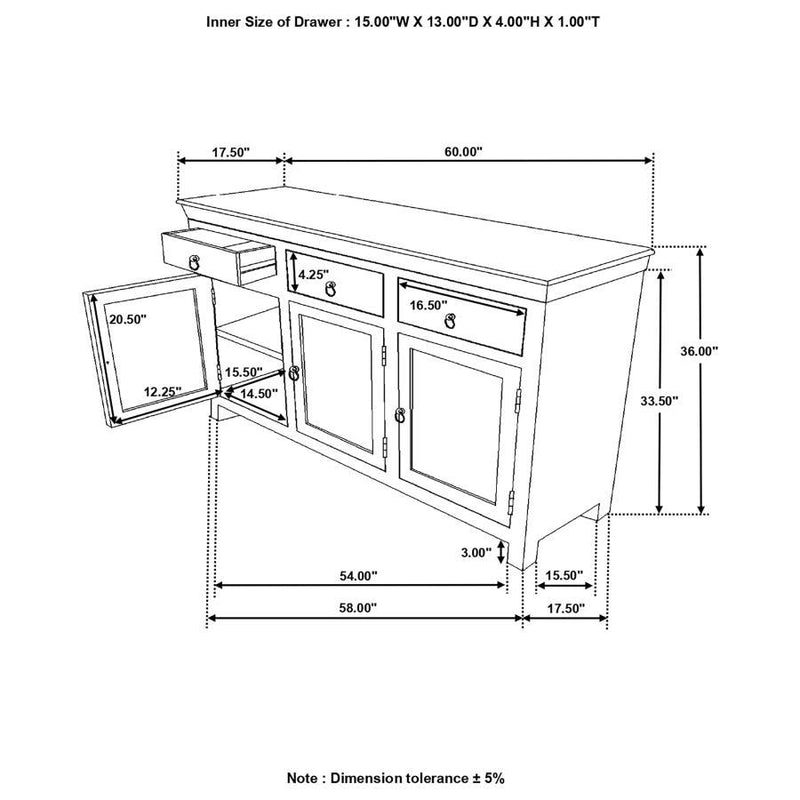 Henry - 3-Door Accent Cabinet Reclaimed Wood