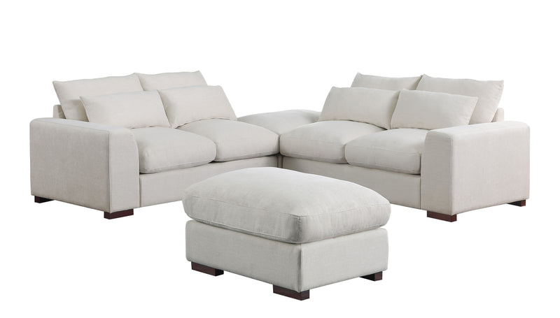 Tatman - Linen Blend Sectional With 2 Ottomans