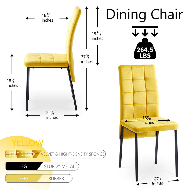 5 Piece Dining Set Including Velvet High Back Nordic Dining Chair & Creative Design Dining Table