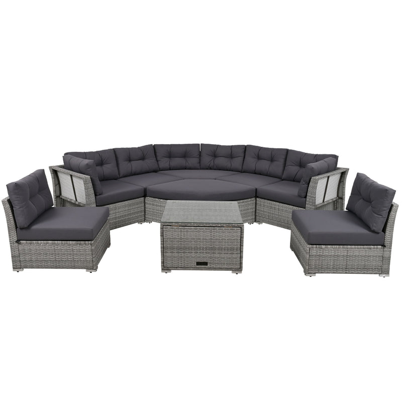 Patio Furniture Set Outdoor Furniture Daybed Rattan Sectional Furniture Set Patio Seating Group With Cushions And Center Table For Patio, Lawn, Backyard, Pool - Gray