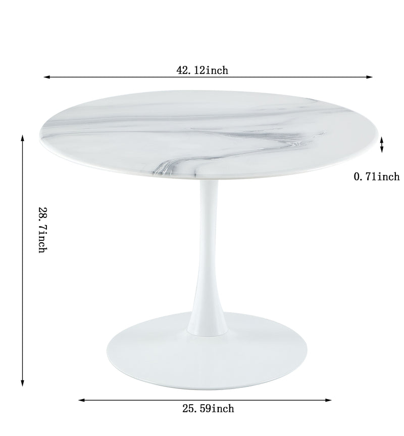 Tulip Table Mid-Century Dining Table With Round MDF Table Top, Pedestal Dining Table, End Table Leisure Coffee Table - White