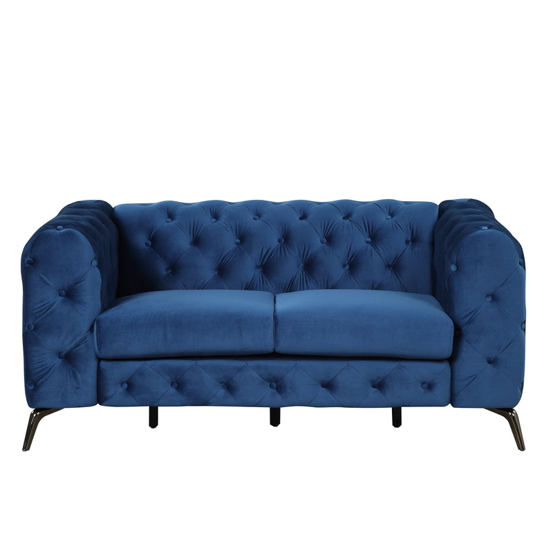 Velvet Upholstered Loveseat Sofa, Modern Loveseat Sofa With Button Tufted Back, 2 Person Loveseat Sofa Couch For Living Room, Bedroom, Or Small Space