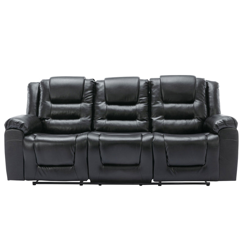 3 Seater Home Theater Recliner Manual Recliner Chair With Two Built-In Cup Holders For Living Room