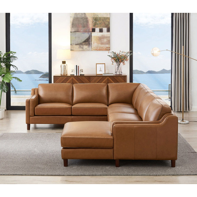 Bella - Leather Right Chaise Sectional - Brown