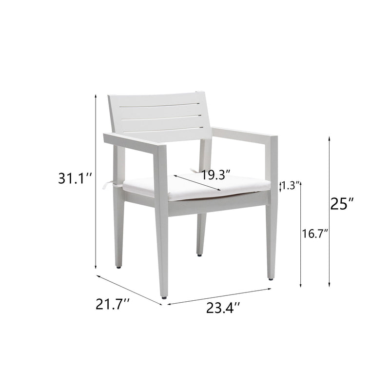 Outdoor Patio Aluminum Stationary Dining Chairs With Outdoor-Grade Sunbrella Fabric Cushions, Tapered Feet (Set of 4)