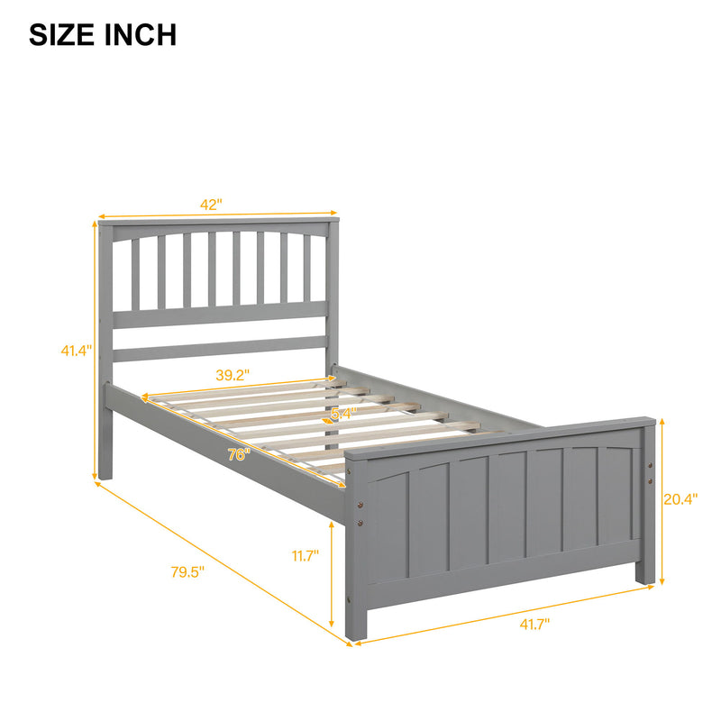 Twin Size Platform Bed - Gray