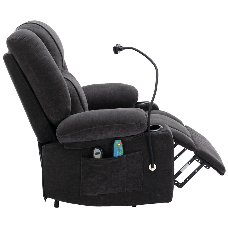 Power Lift Recliner Chair Electric Recliner For Elderly Recliner Chair With Massage And Heating Functions, Remote, Phone Holder Side Pockets And Cup Holders For Living Room