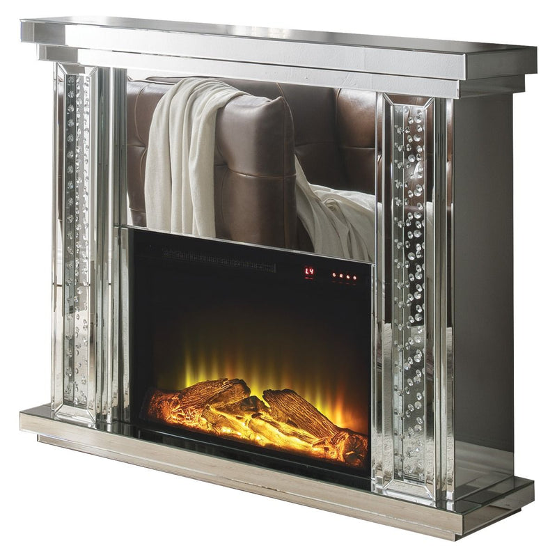 Nysa - Fireplace - Mirrored & Faux Crystals - 39"