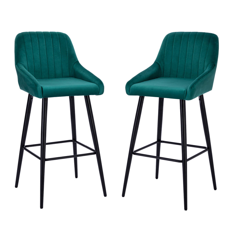 Elegant Lifestyle Modern Bar Stools, Velvet Upholstered Barstools With Back (Set of 2) Bar Chairs For Kitchen Living Room