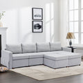 4 Seat Module Sectional Sofa Couch With 2 Ottoman For Living Room, Seat Cushion And Back Cushion Non-Removable And Non-Washable