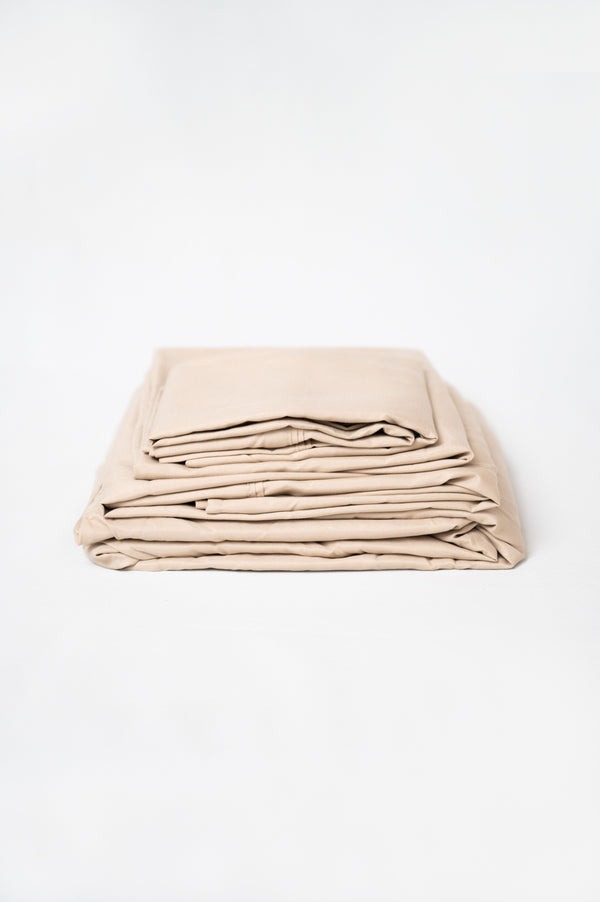 4 Piece Full Microplush And Bamboo Hypoallergenic Sheet Set - Khaki