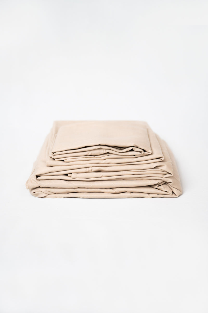 4 Piece King Brushed Microfiber Hypoallergenic Sheet Set - Khaki